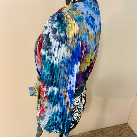 Alice + Olivia Wrap Blouse In Tie Dye Kaleidoscope - Picture 3 of 9